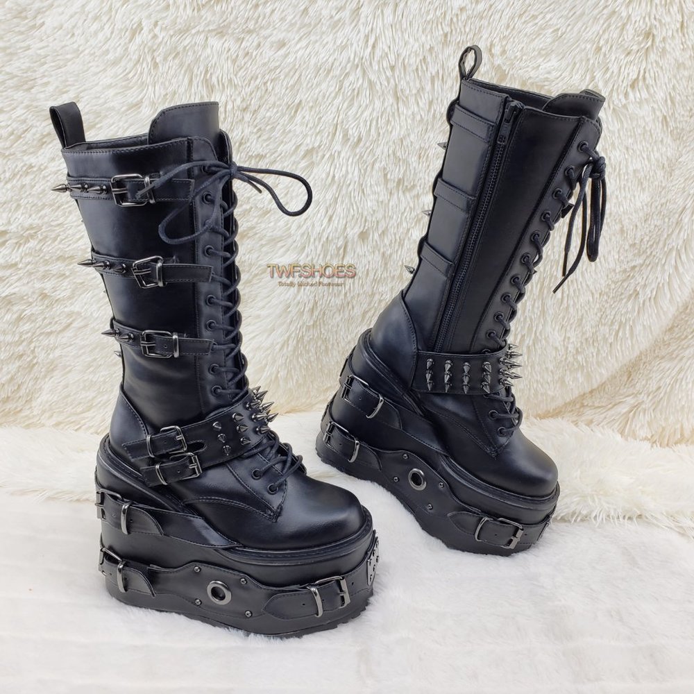 Swing 327 Knee High Platform Goth Punk Rock Boots Swing RESTOCKED - Picture 4 of 16